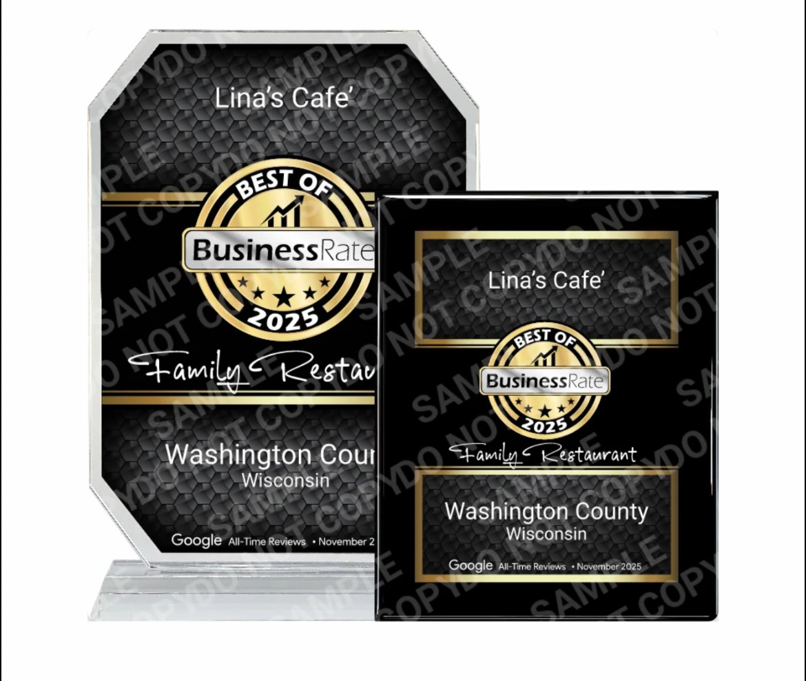 Best of 2025 award, Family Restaurant, Washington County Wisconsin, from BusinessRate